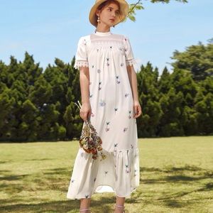 SHEIN Floral Lace Trim Ruffle Dress